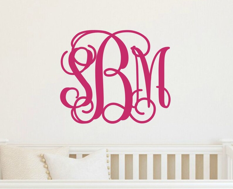Vine Monogram Decal Vinyl Wall Monogram Large Wall Decal Etsy