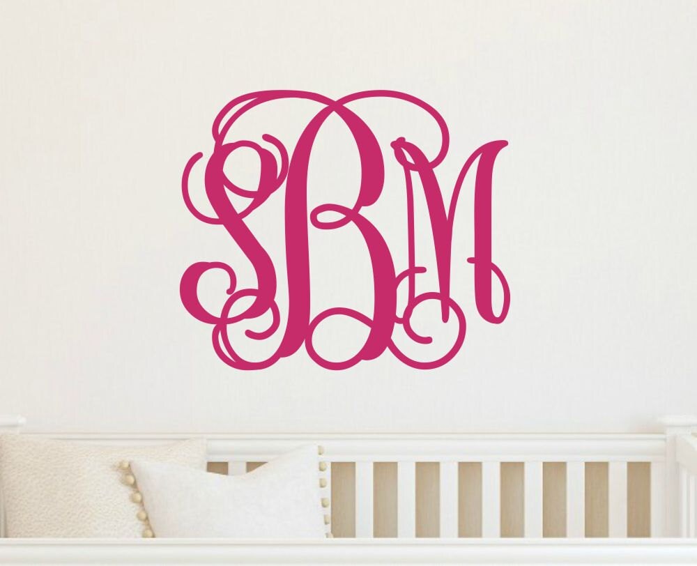 Vine Monogram Decal Vinyl Wall Monogram Large Wall Decal Personalized…