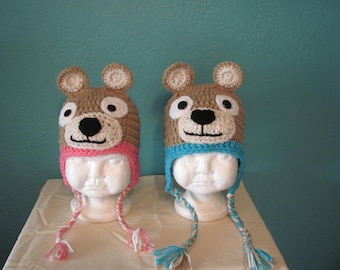 Crochet  Bear  Beanie, Adorable For Baby&#39;s all the way up to Child sizes.