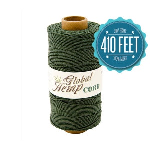 Global Hemp Dark Green Polished Hemp Cord - 1 mm - 410 Feet