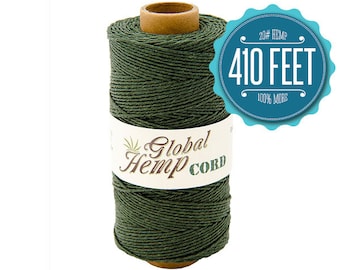 Global Hemp Dark Green Polished Hemp Cord - 1 mm - 410 Feet