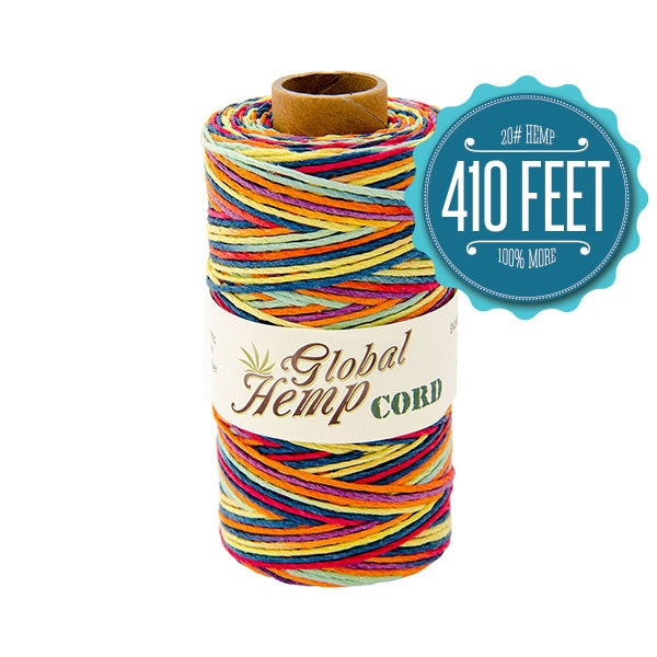 Global Hemp Rainbow Variegated Polished Hemp Cord - 1 mm - 410 Feet