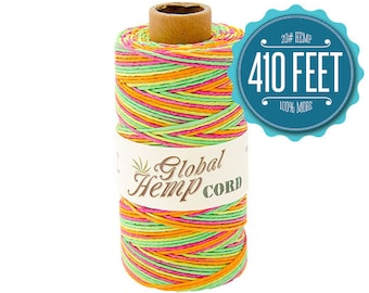 Global Hemp Neon Variegated Polished Hemp Cord - 1 mm - 410 Feet