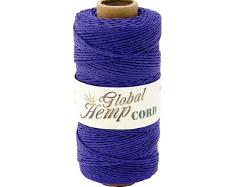 May include: A spool of purple hemp cord with the label "Global Hemp Cord" on it.