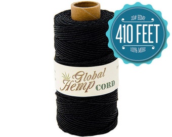 Global Hemp Black Polished Hemp Cord - 1 mm - 410 Feet