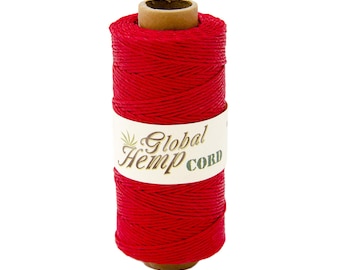 Global Hemp Röd Polerad Hampatråd - 1 mm - 124 meter