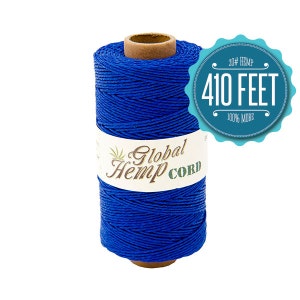 Global Hemp Blue Polished Hemp Cord - 1 mm - 410 Feet