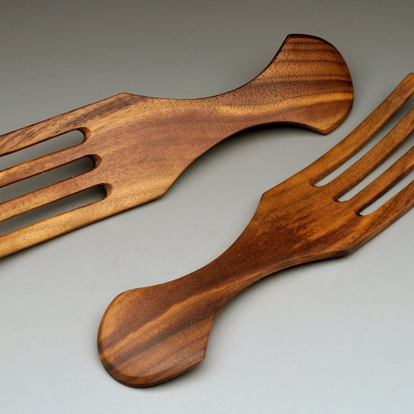 Fourchettes à salade, fabriquées à la main en bois dur
