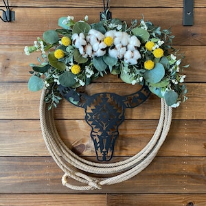 Fresh Steers **MULTIPLE DESIGNS** Floral Rope Wreath , Western Rope Wreath, Wreath, Lariat Wreath,