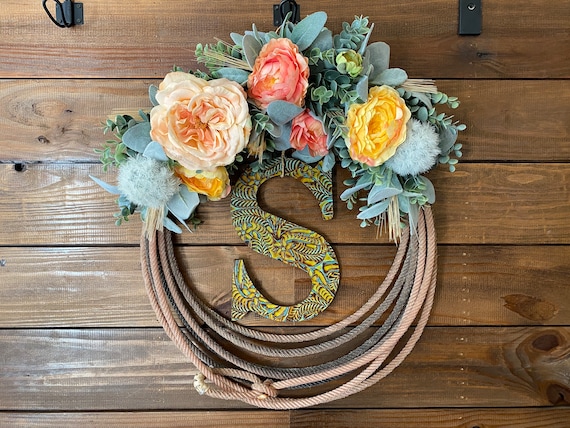 Cowboy Take Me Away Rope Wreath MULTIPLE DESIGNS Floral Rope Wreath ,  Western Rope Wreath, Wreath, Lariat Wreath, 