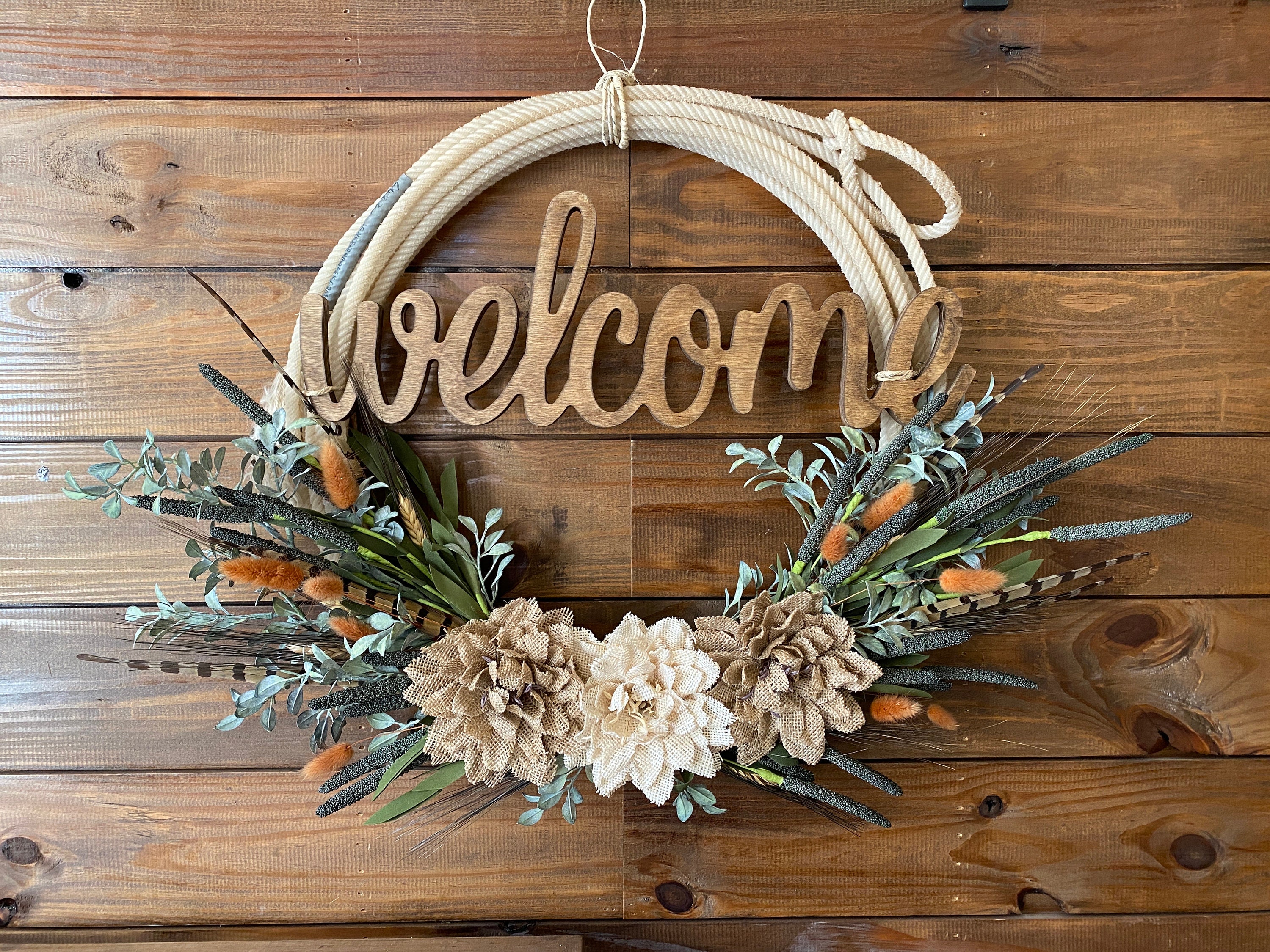 5 Minute Fall Rope Wreath With Wood-Burned Banner - Interior Frugalista