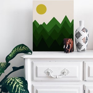 Digital Mountain Art Print, Wall Art Print, Wall Art, Shape Art, Abstract Art, Minimalist Art, Wall Decor, Home Decor, Mountain Art, Green