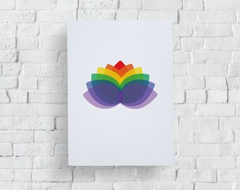 Rainbow Lotus, Pride Lotus, Digitale Lotus Print, Pride Vlag Lotus, Lgbtq Pride, Lgbtq, Lgbtq Art, Lgbtq Lotus, Pride, Rainbow Lotus Print