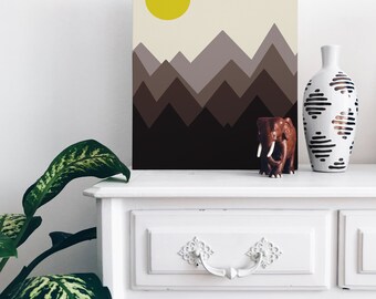 Digitale Mountain Art Print, Wall Art Print, Wall Art, Shape Art, Abstracte Kunst, Minimalistische Kunst, Wall Decor, Home Decor, Mountain Art, Neutraal