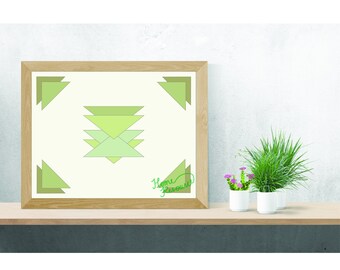 Driehoek Print, Digitaal, Azteeks, Vorm Kunst, Abstracte Kunst, Driehoek Kunst, Groen, Geometrische Kunst, Vormen, Geometrische Prints, Digitale Kunst aan de Muur
