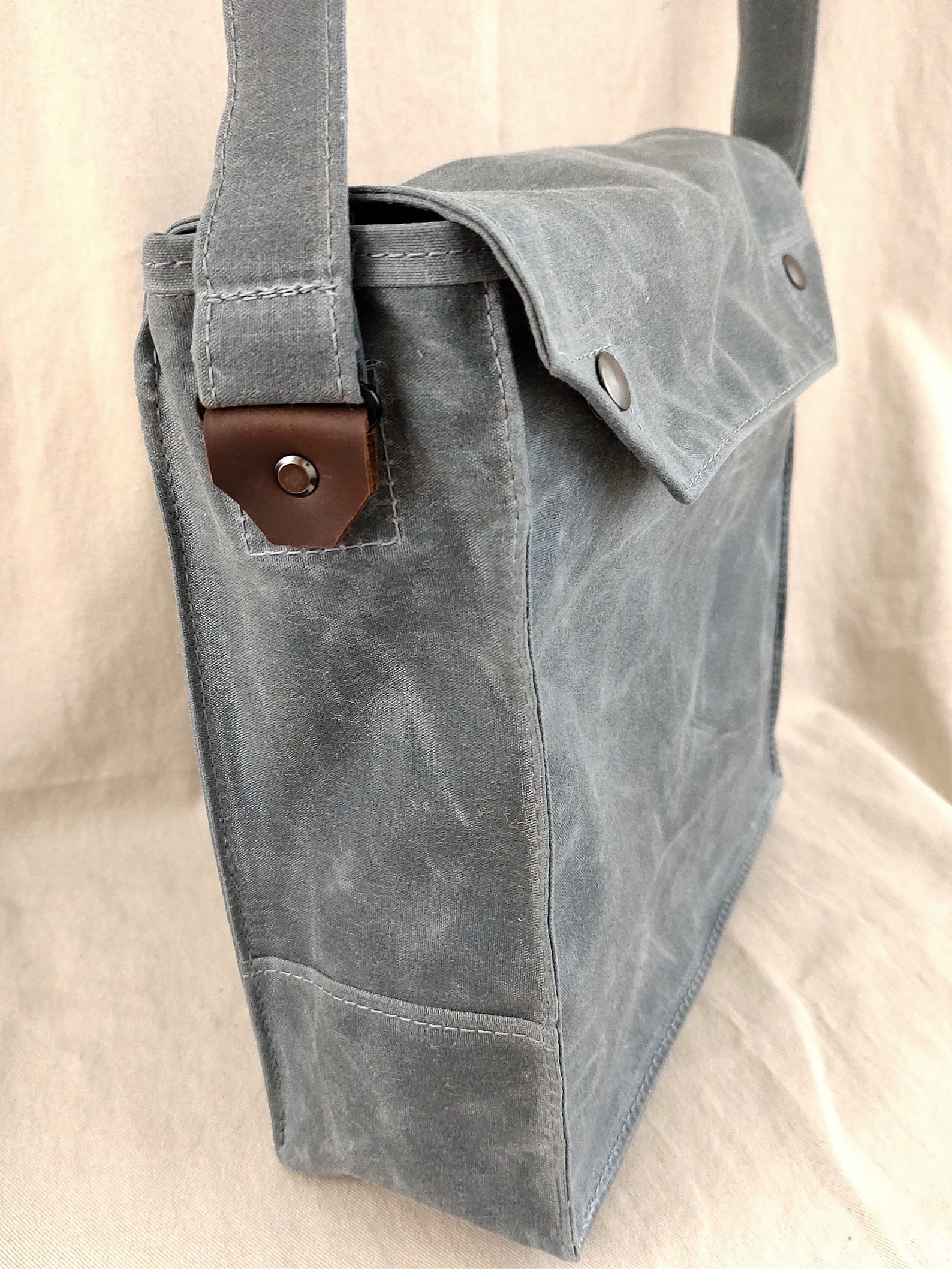 Handmade Waxed Canvas Man Bag / Men's Vertical Messenger - Etsy