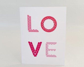 LOVE Card: Colorful Heart Letters, Blank Inside A2 Stationery