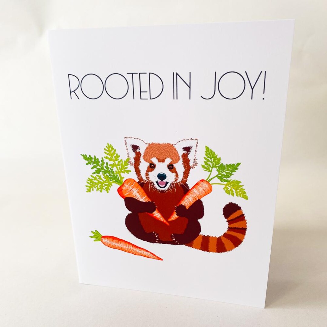 Rooted Panda Rooted in Joy Red Panda Card: Blank Inside, Whimsical Woodland A2 ...