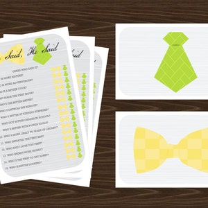 Wedding Trivia Game Printable with Neck and Bow Ties Response Cards for the Couple's Wedding Shower, Color options 4 PDFS image 5