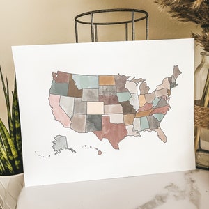 USA Karte, digitaler Download, Aquarell Die Vereinigten Staaten von Amerika