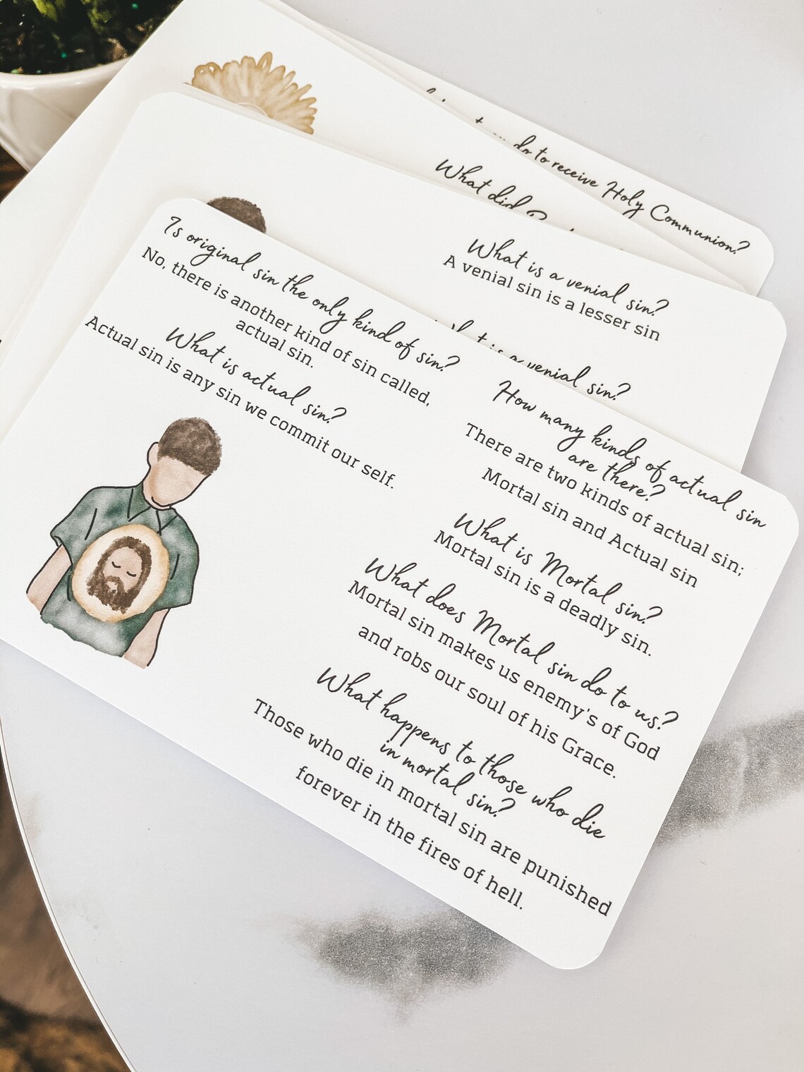 First Communion Prayer Cards Catechism Cards St Joseph Etsy
