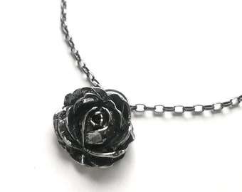 Evening Rose Necklace in Sterling Silver