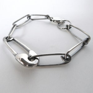 Sterling Silver Safety Pin Charm Chain Bracelet image 3