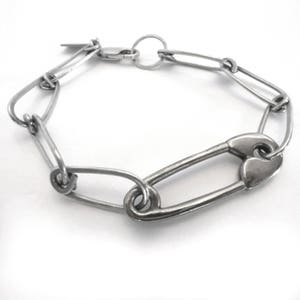 Sterling Silver Safety Pin Charm Chain Bracelet image 4