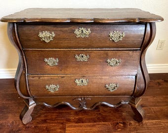 Vintage 3 Drawer Dresser with uniquely curved drawers and embellished hardware - LOCAL PICKUP ONLY