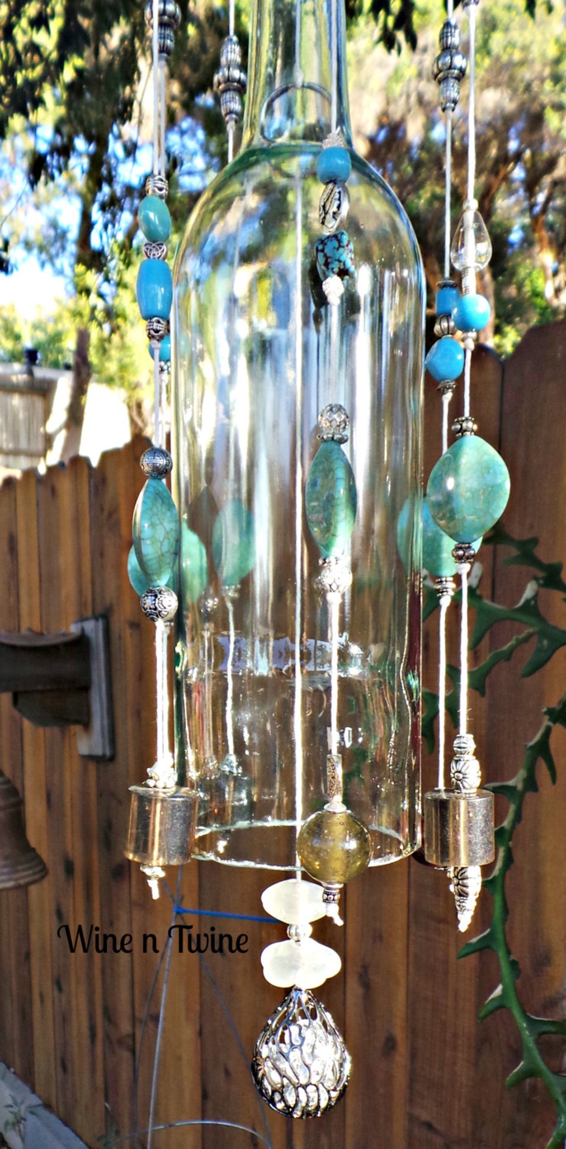 Recycled Wine Bottle Wind Chime Etsy