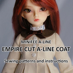 Minifee A ライン ドール: エンパイア カット コートの縫製パターン - 説明書付き PDF