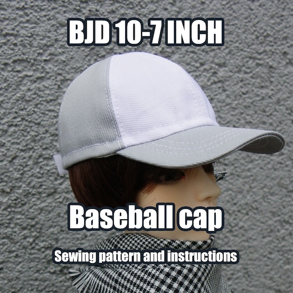 BJD Baseball Cap sewing pattern - PDF with instructions - 4 sizes - 10 to 7 inch