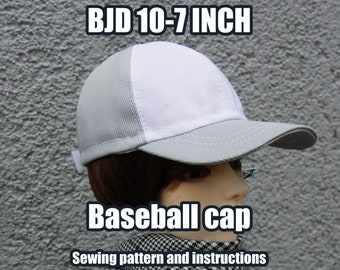 Wzór szycia czapki baseballowej dla lalki BJD – plik PDF z instrukcją – 4 rozmiary – od 10 do 7 cali