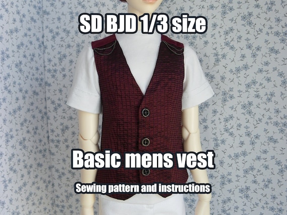 BJD Doll 1/3 SD: Basic men's vest sewing pattern - PDF with instructions
