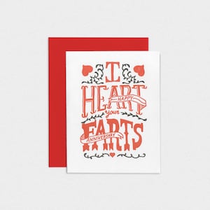 I Heart Your Farts Letterpress Anniversary Card image 1