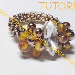 Kumihimo Ring, Kumi-Bling Ring by Sonia Davis, beaded kumihimo ring, with rhinestone or focal bead.