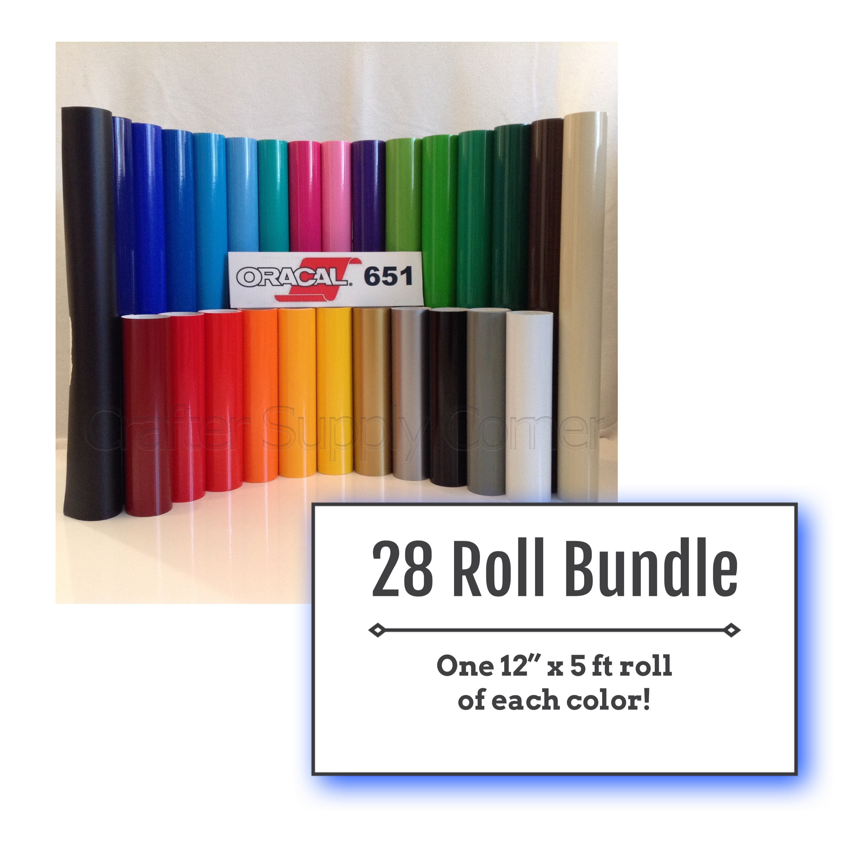 ORACAL 651 Gloss Craft Adhesive Vinyl 12 x 30 Multi-Color Roll Bundle for  Silhouette, Cricut & Die-Cutting Machines Including 12 x 30 Roll of