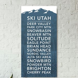 Utah Ski Resorts Typography Print - A Stunning Tribute to Skiing in Utah