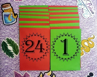 Witchy Advent Calendar 12 or 24 Stickers, laptop, stationary, water bottle, notebook, bujo,
