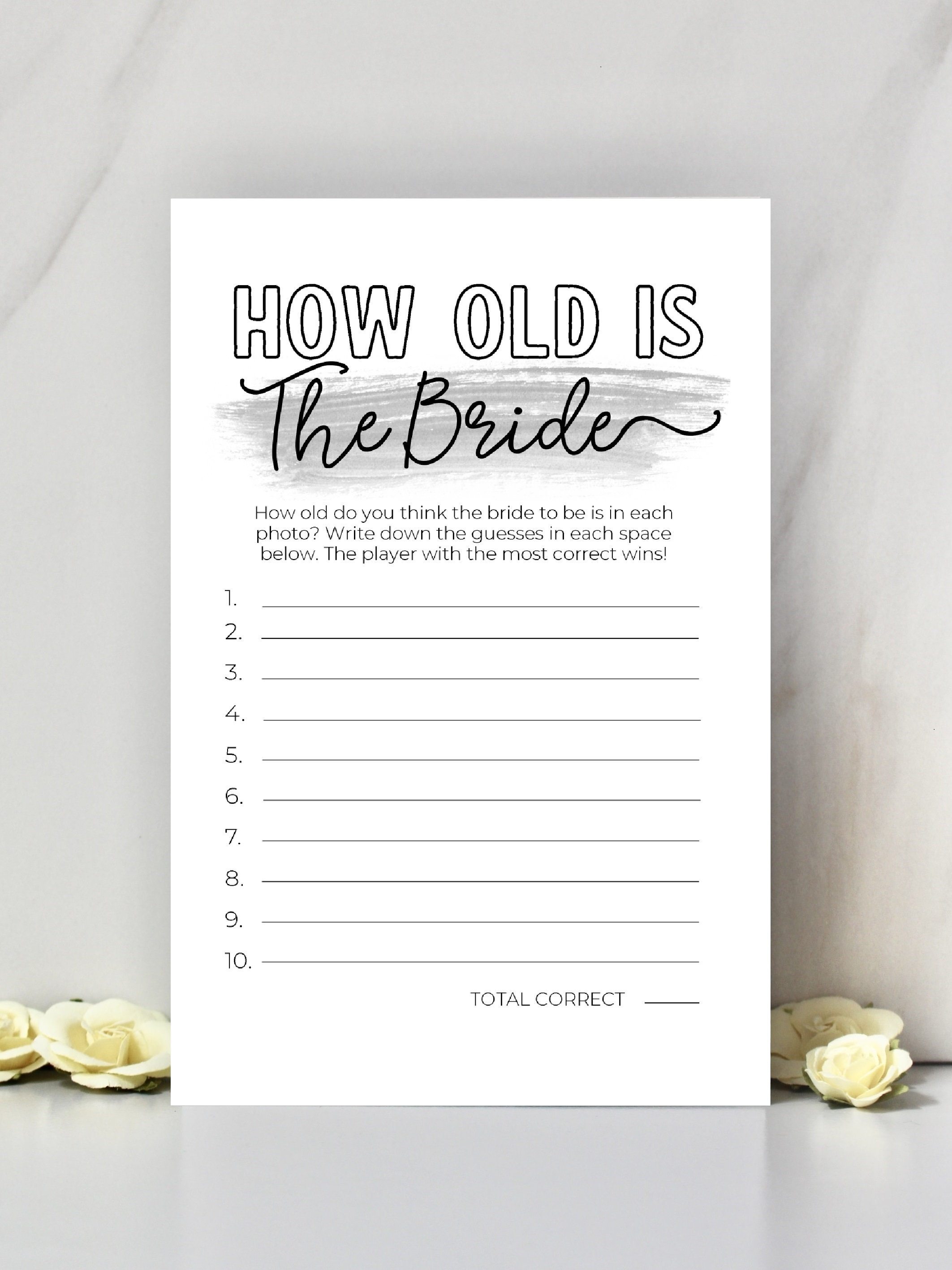 How Old is the Bride Shower Game Bridal Shower Printable - Etsy