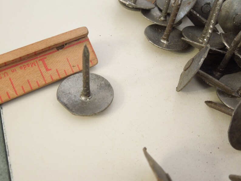 100 Handmade Upholstery Nails, Primitive Roofing Tarp Tacks. Jumbo Tacks, FREE SHIPPING Etsy