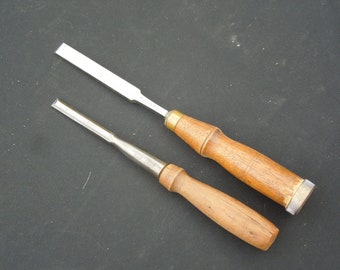Rare Pair Of Antique Woodworking Chisels, Walnut Handled Firmer Chisels, FREE SHIPPING!!