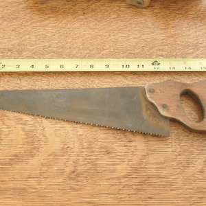 Vintage Short Woodworking Hand Saw, 16 Inch Cross Cut Saw, Child&#39;s Tool, FREE SHIPPING!!