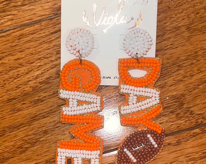 Orange and White Game Day Football Earrings Tennessee Vols Game Day