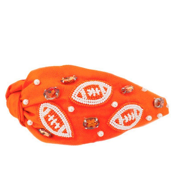 Orange and White Beaded Gameday or Football Headband • University of Tennessee game day Headbands