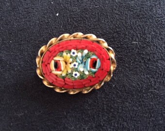 Vintage Oval Micro-Mosaic Brooch