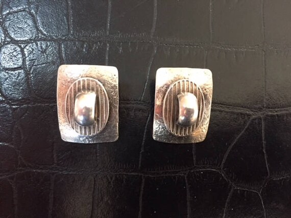 Rectangular Silverplate Clip Earrings - image 3