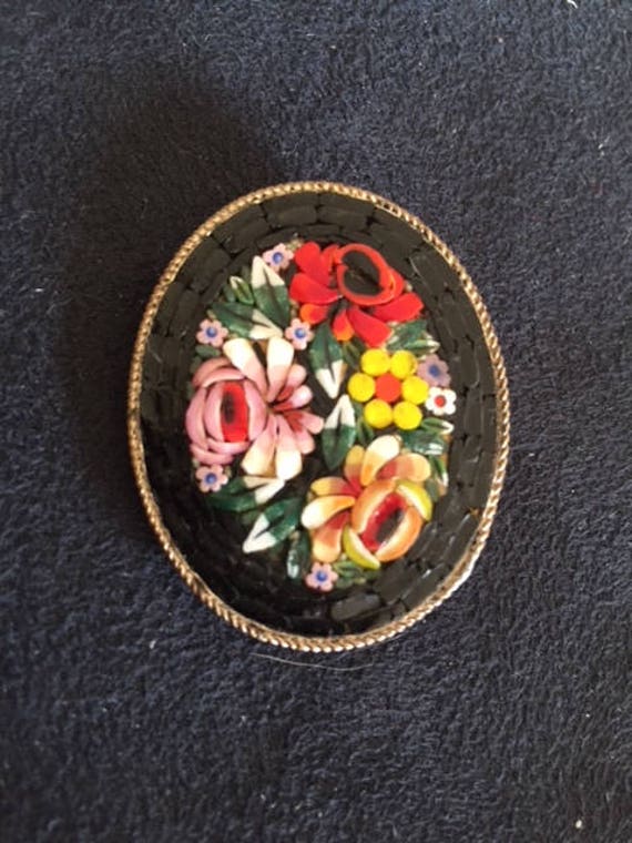 Vintage Micro-Mosaic Floral Brooch