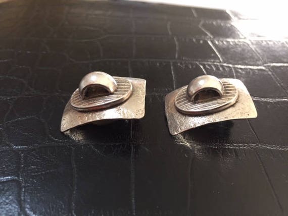 Rectangular Silverplate Clip Earrings - image 6