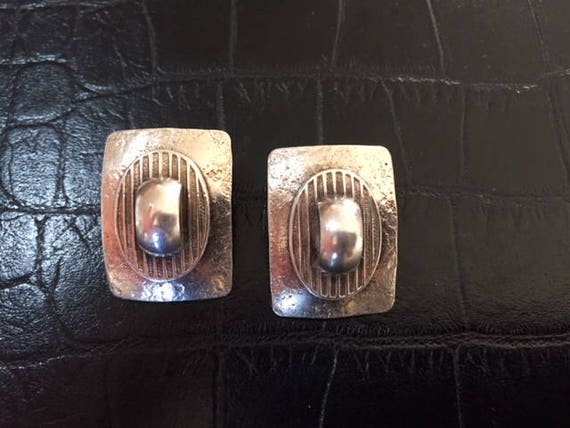 Rectangular Silverplate Clip Earrings - image 2
